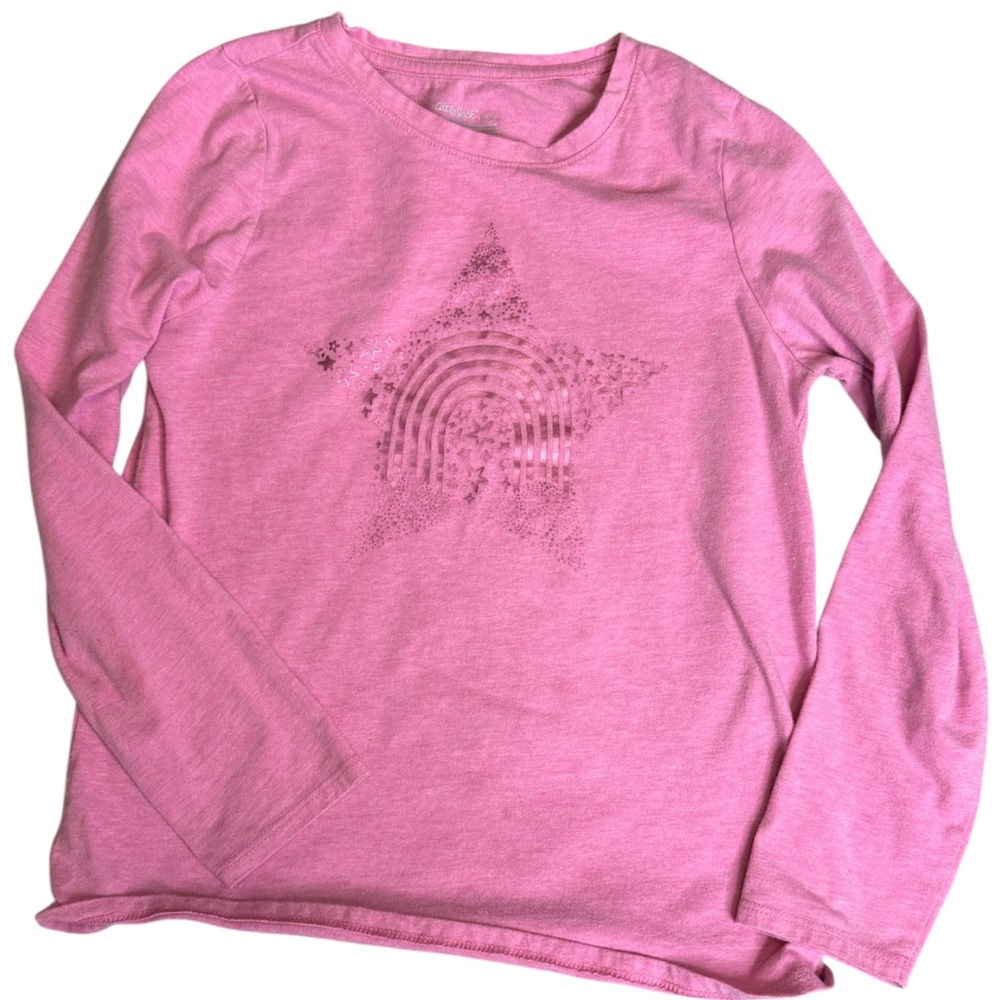 Cat & Jack Pink Star Long Sleeve Tee, size L